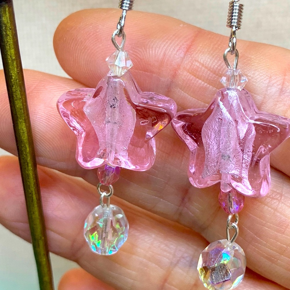 Handmade handmade lampwork glass with Swarovski Crystal and faceted Czech glass
